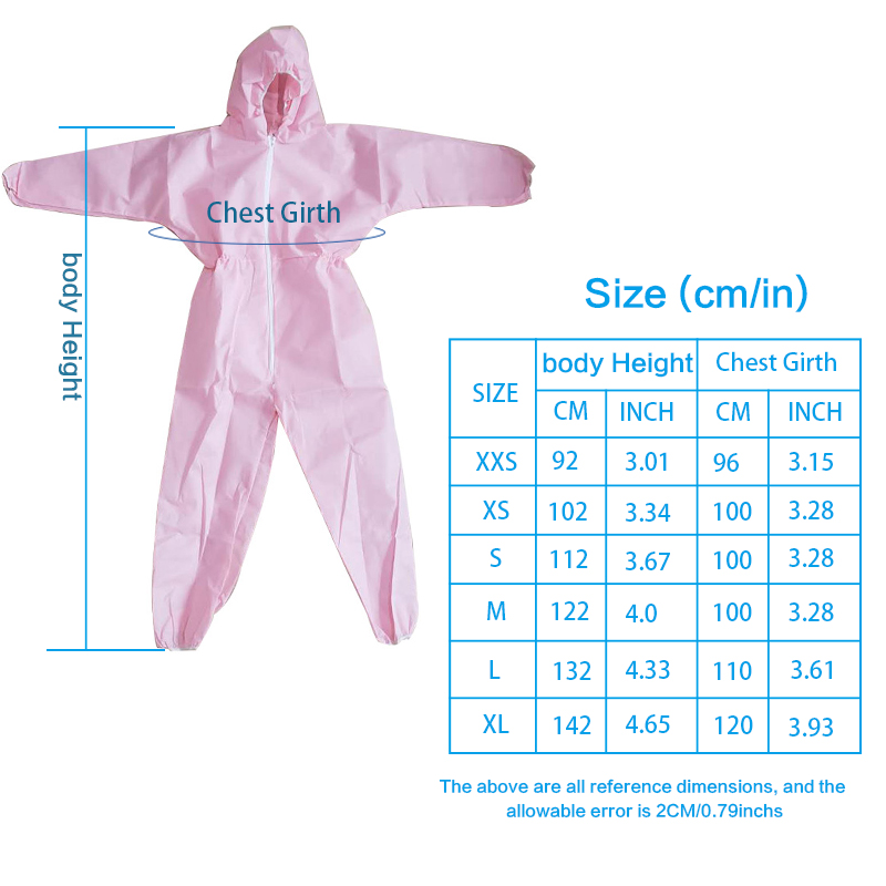Customized SMS Blue/white/pink/yellow Breathable Kids Disposable Coveralls-Xiantao Zhikang Protective Products Co., Ltd.
