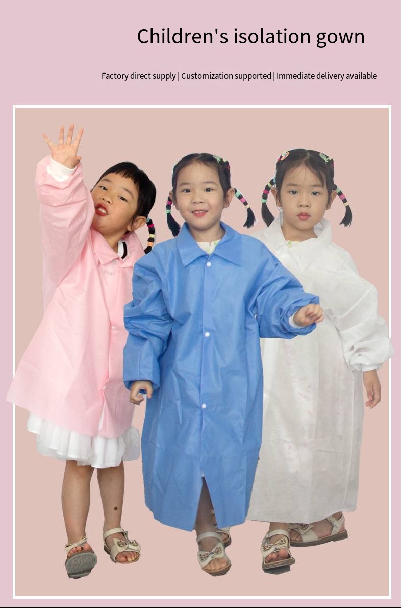 Kid disposable Lab coat SMS White blue pink Breathable-Xiantao Zhikang Protective Products Co., Ltd.