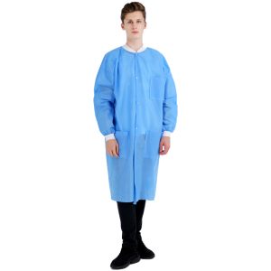 Customized Zhierkang Disposable  Lab Coats SMS/PP White/Blue/Dark/Pink for Hospital Laboratory